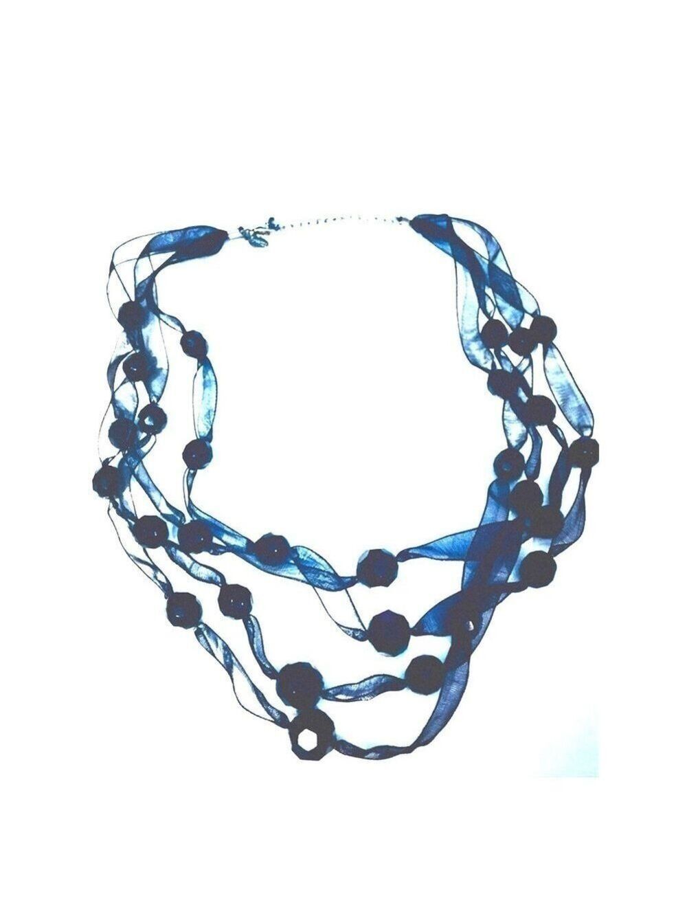 Express Black Beaded Mesh Ribbon Necklace